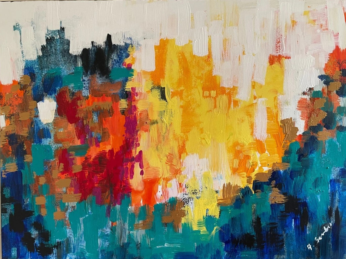 Original Abstract Acrylic Painting Colorful Modern Contemporary Art