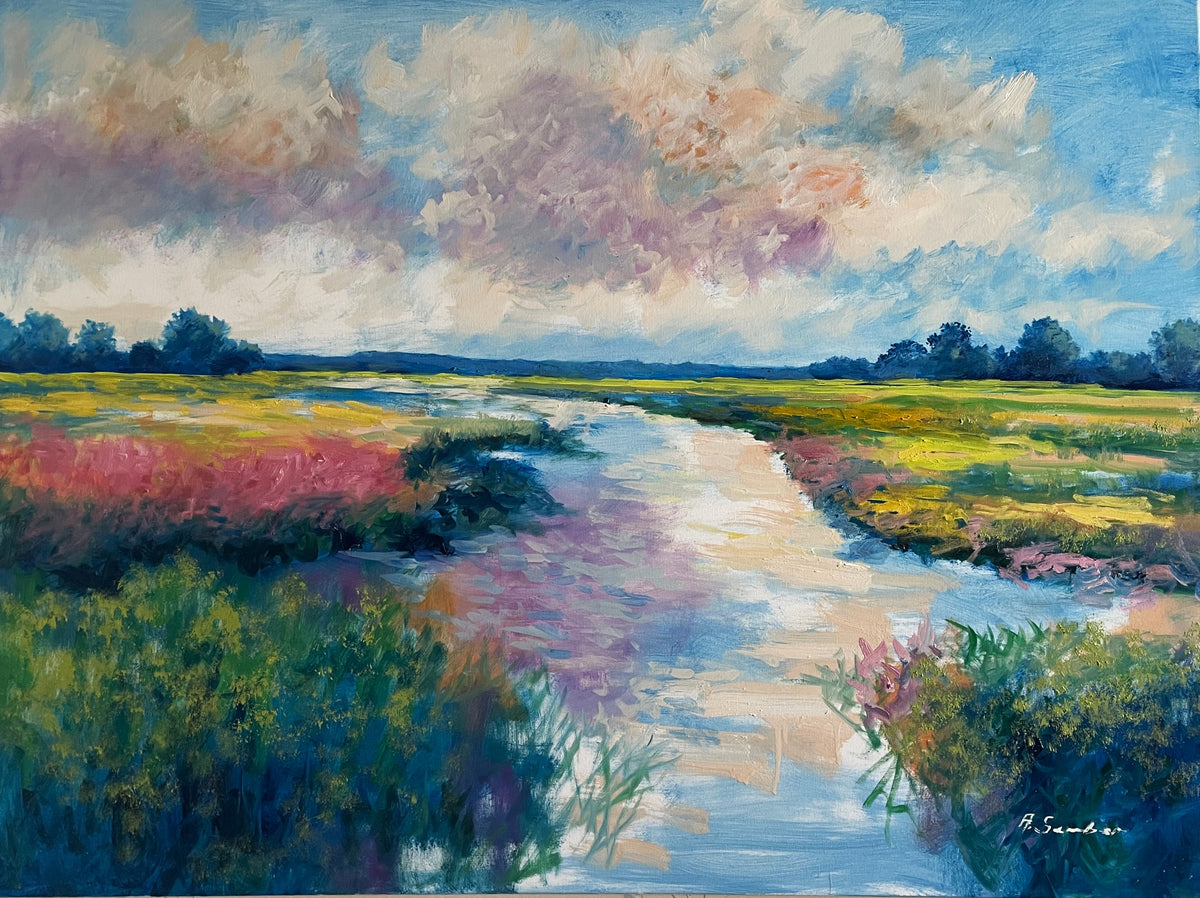 Marshland Reflections – Original Oil Painting